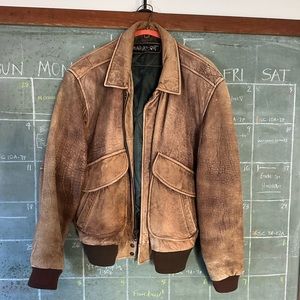 Vintage Genuine Leather Flight Bomber Jacket / size 40